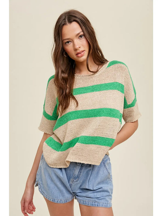 Boxy Green Stripe Top