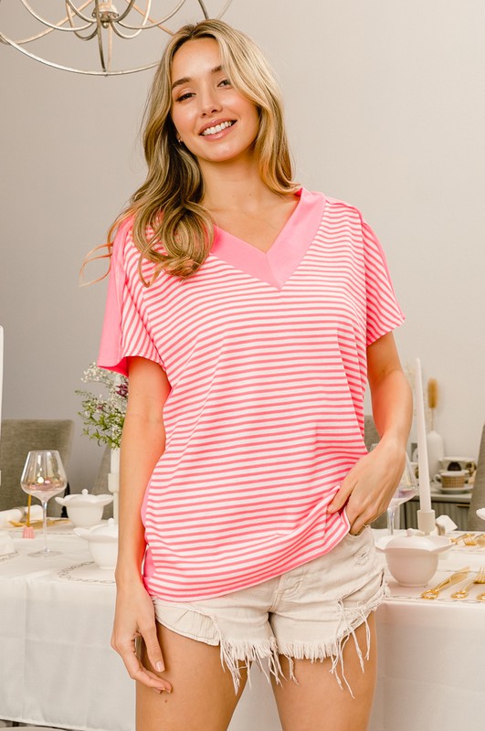 Neon Dolman Stripe Top