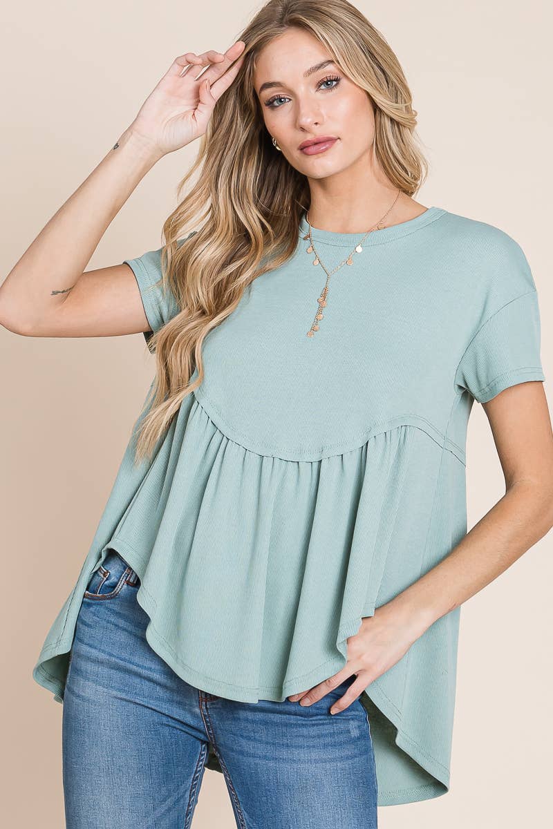 Ribbed babydoll top