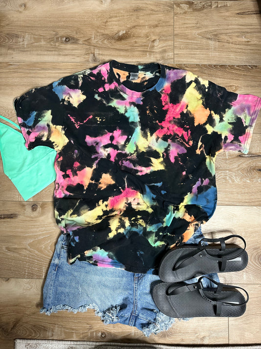 Hand dyed reverse tie-dye T-shirt