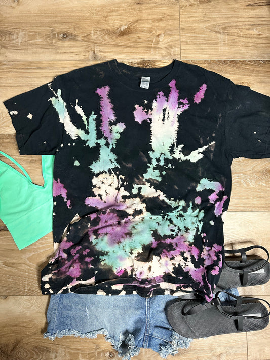 Hand dyed reverse tie-dye T-shirt