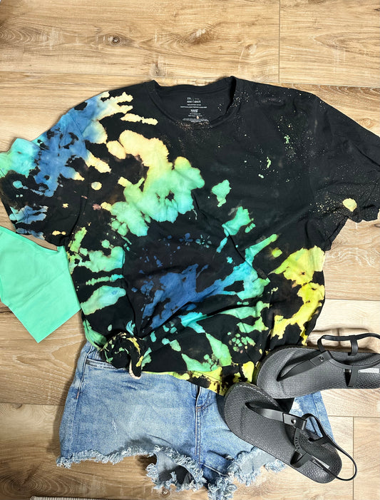 Hand dyed reverse tie-dye T-shirt