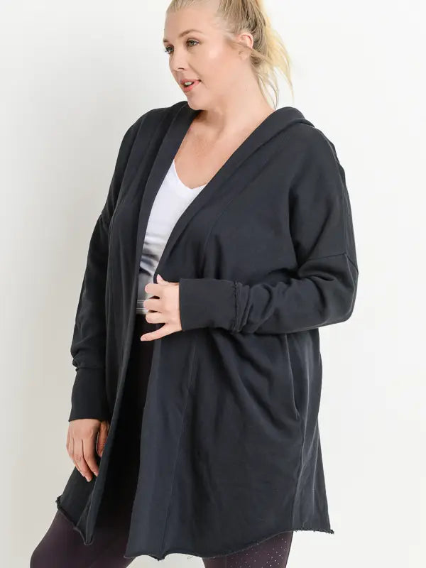 Longline Hooded Cardigan with Pockets