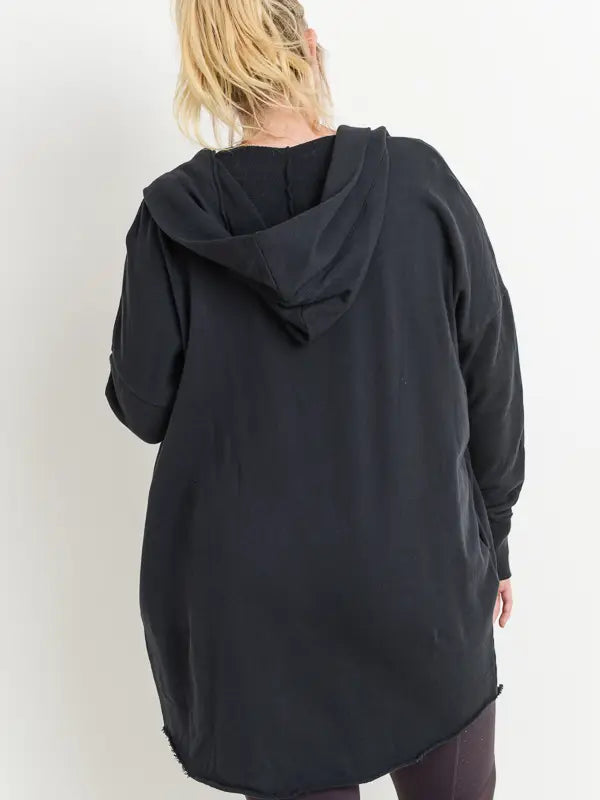 Longline Hooded Cardigan with Pockets