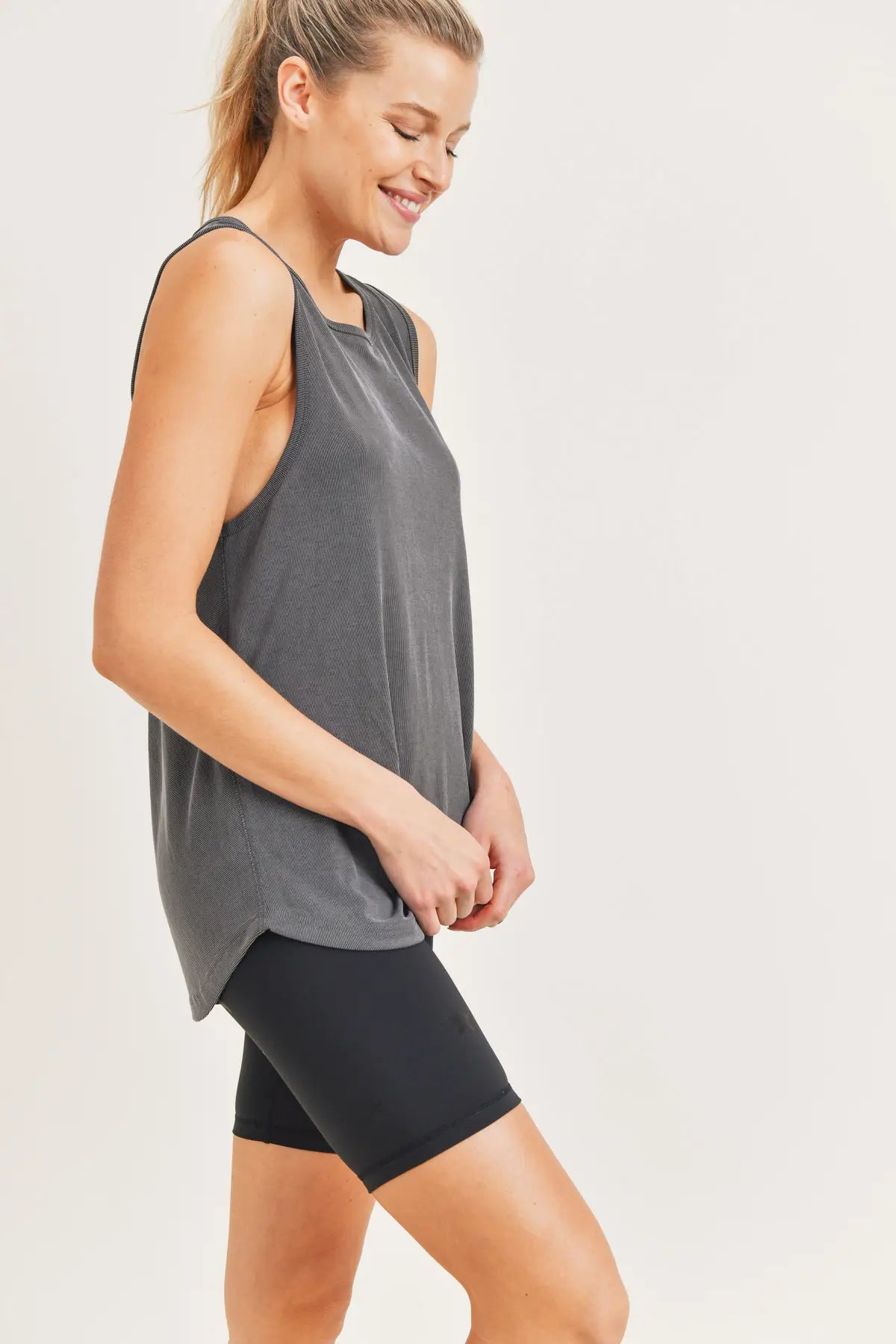 Cut-Out Back Longline Athleisure Top