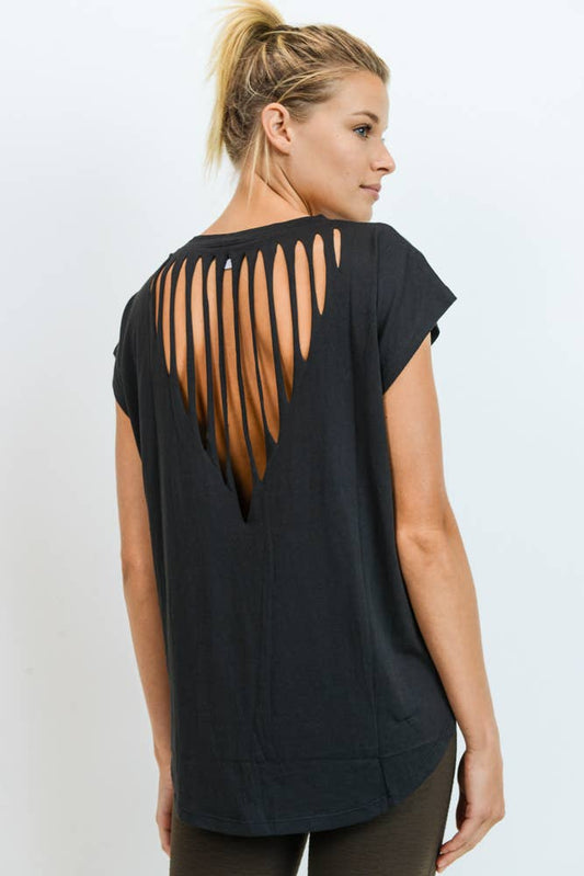 Webbed Cut-Out Back Athleisure Top