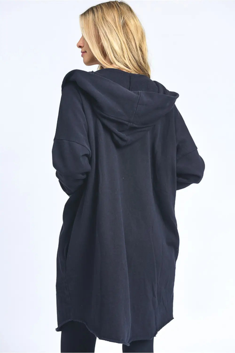 Longline Hooded Cardigan with Pockets