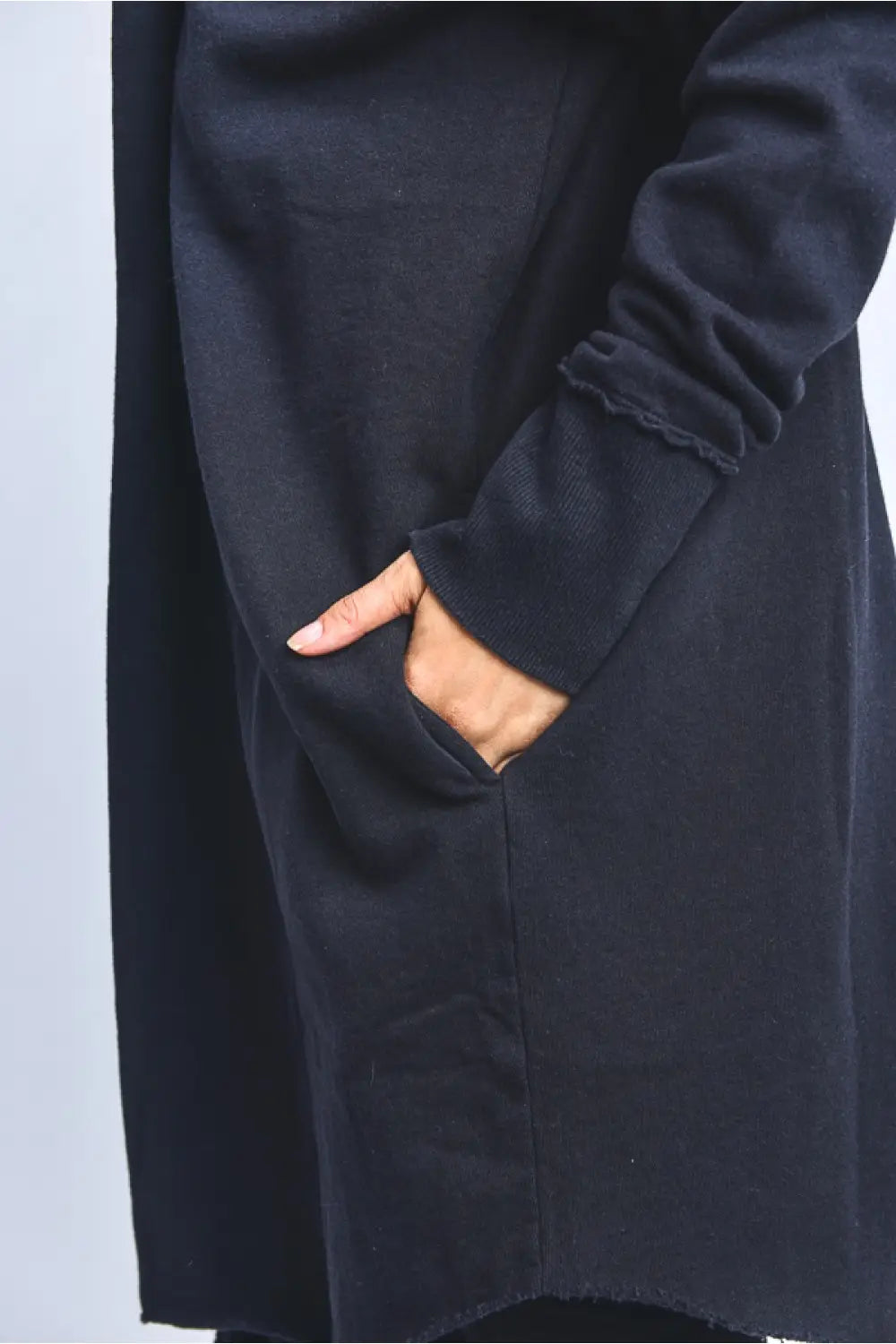 Longline Hooded Cardigan with Pockets