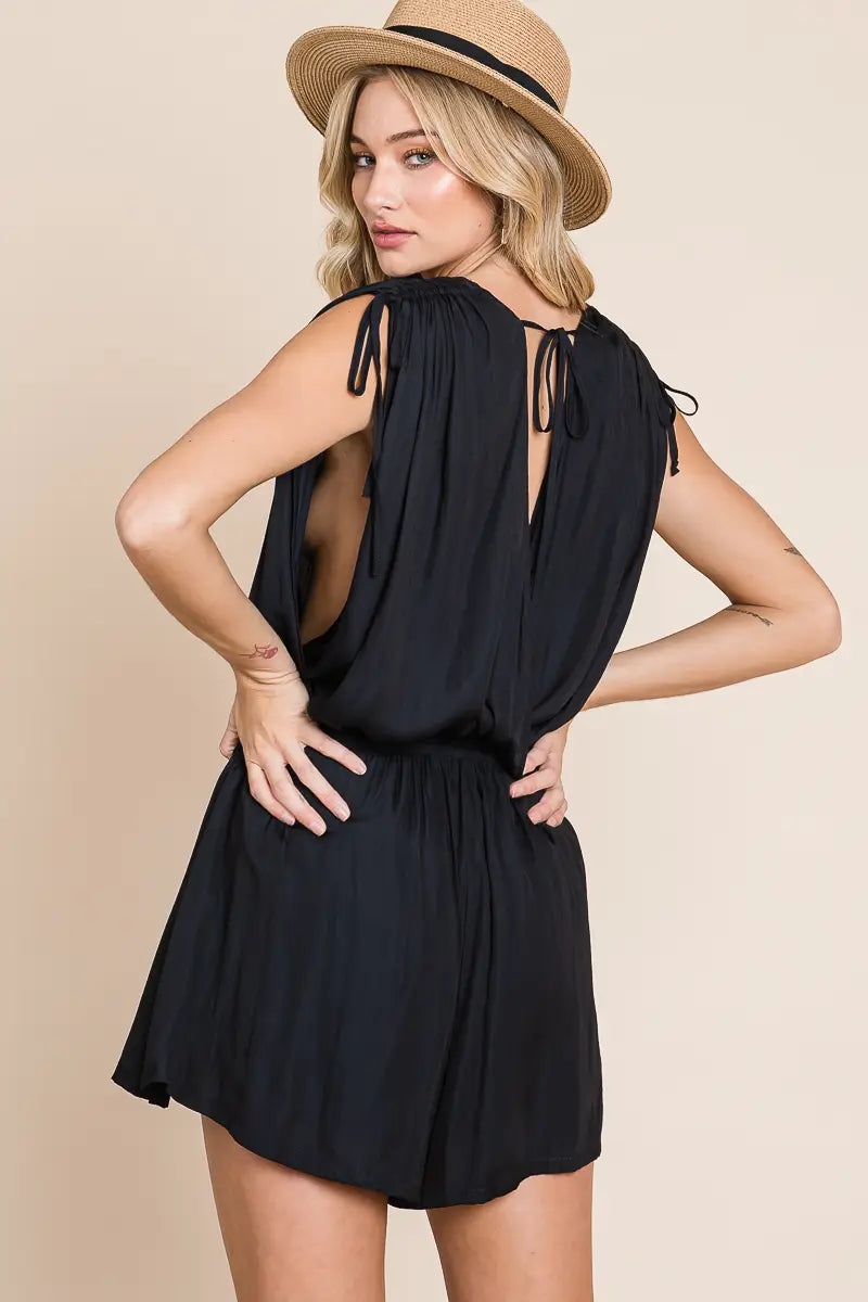 Satin Surplice Romper