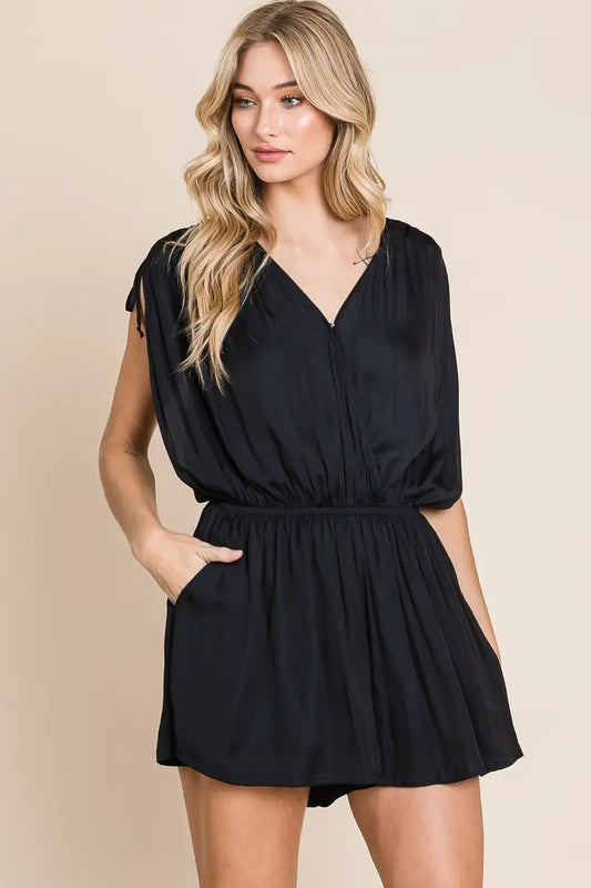 Satin Surplice Romper