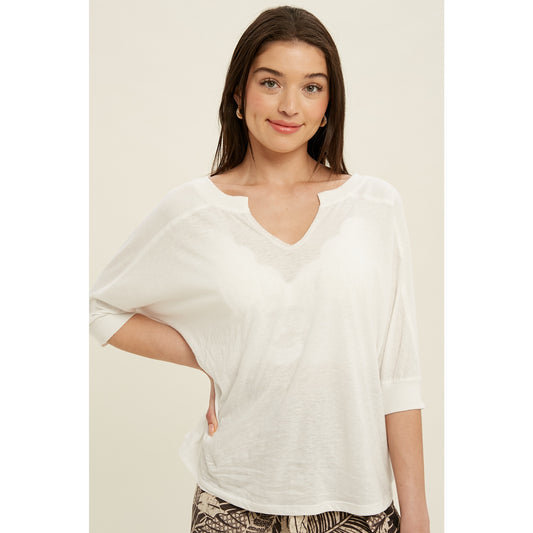 SLUB SHORT SLEEVE KNIT TOP