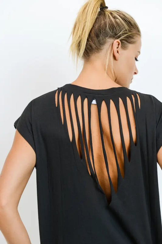 Webbed Cut-Out Back Athleisure Top